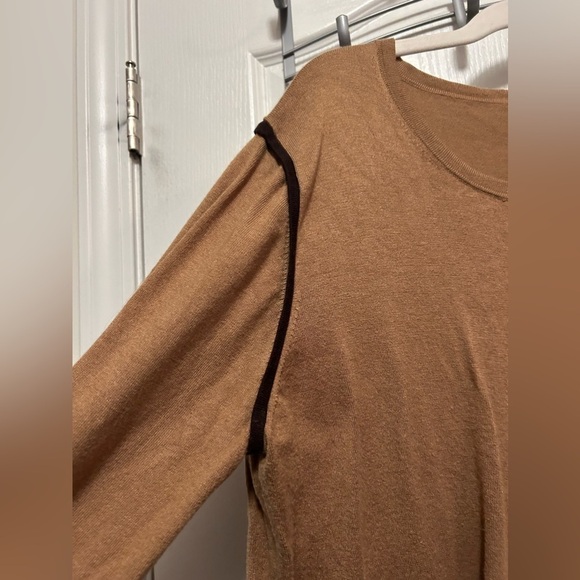 Anne Klein button down women’s XL Cardigan sweater brown contrast trim - Picture 6 of 15